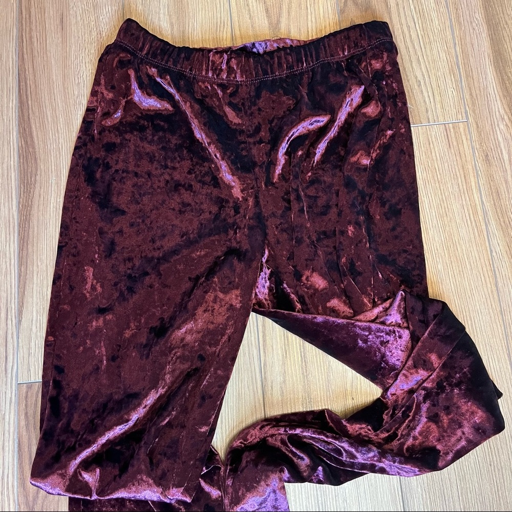 Crushed Velvet Burgundy Leggings